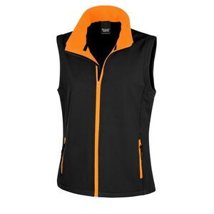 Result Core Womens/Ladies Printable Softshell Bodywarmer / Black / Orange
